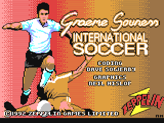 International Soccer title screen for Commodore 64